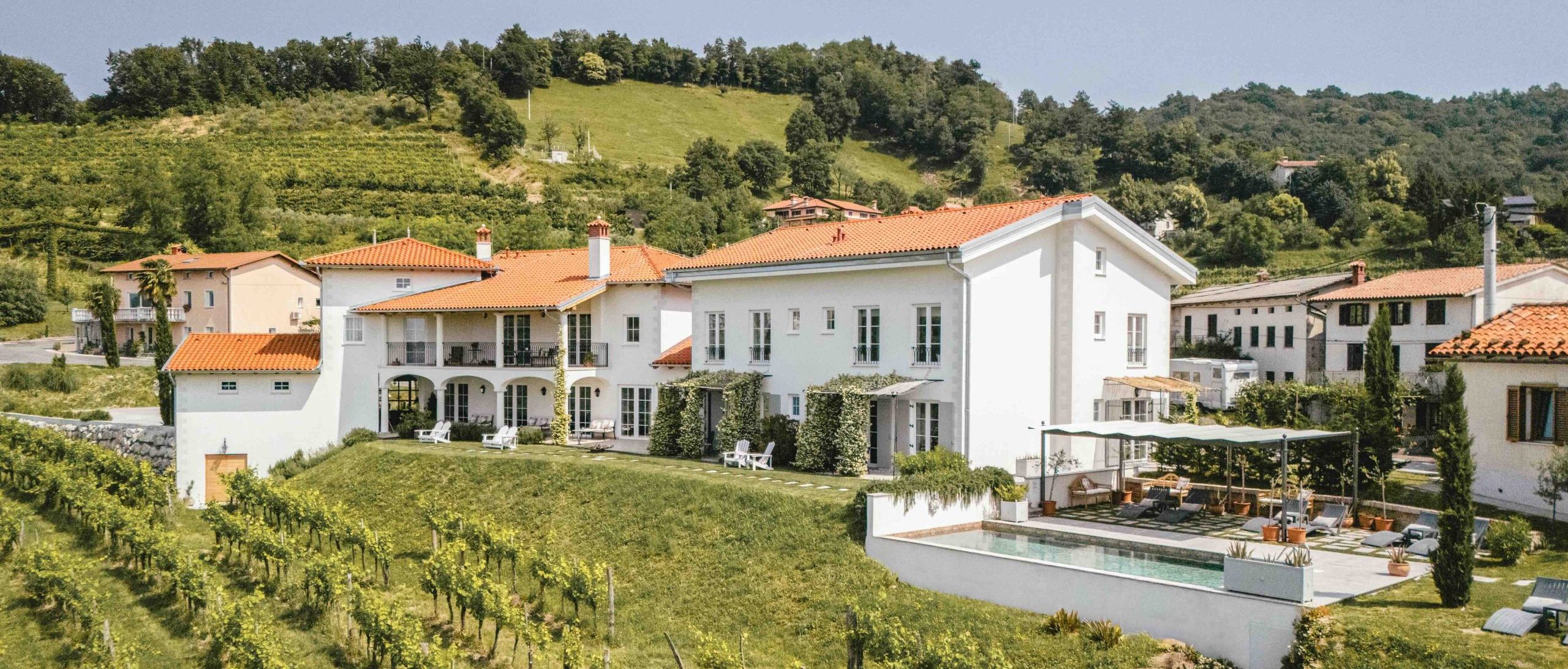 Signature view of Peterc Vineyard Estate in Brda wine country, Slovenia