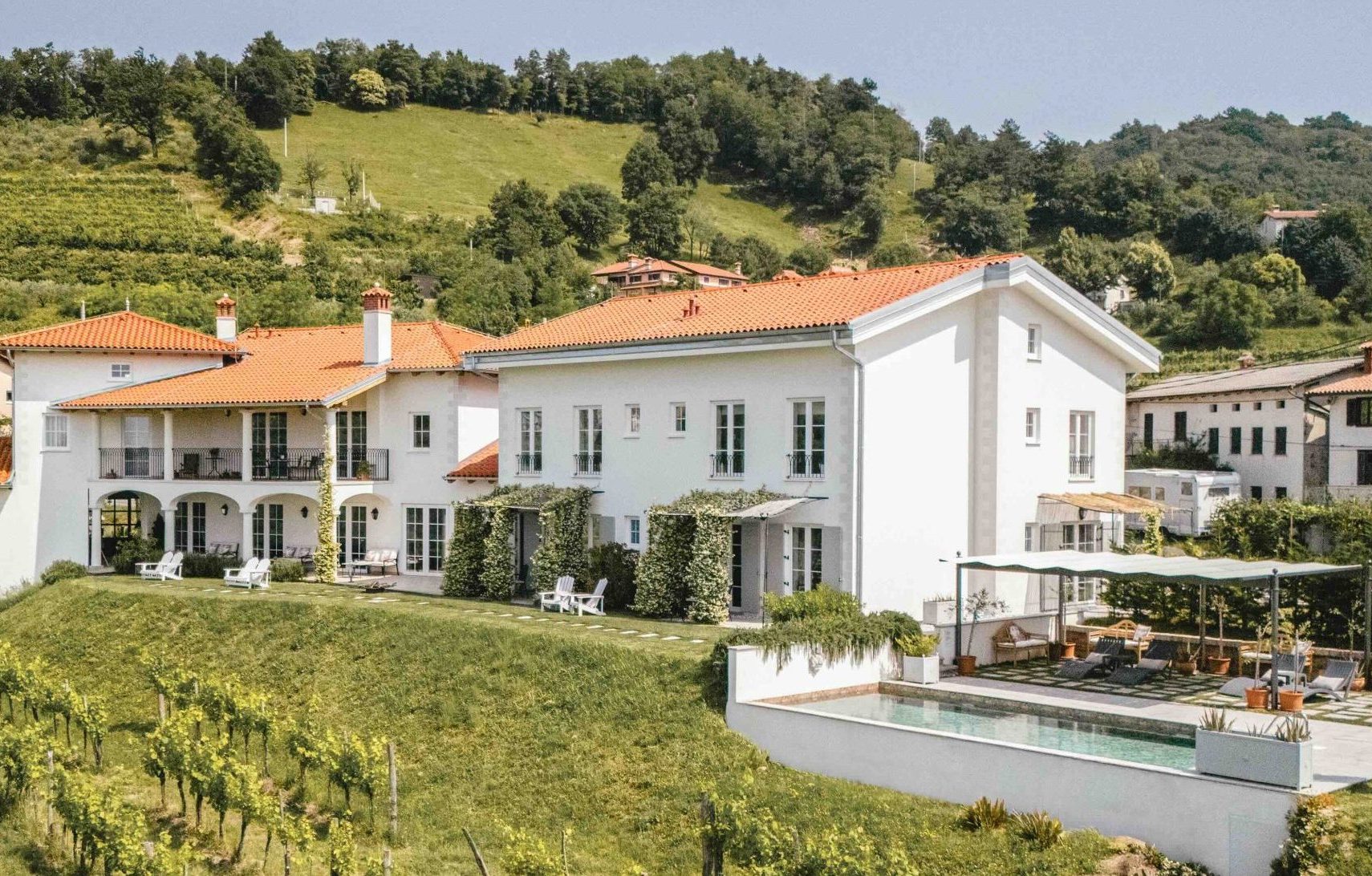 Signature view of Peterc Vineyard Estate in Brda wine country, Slovenia